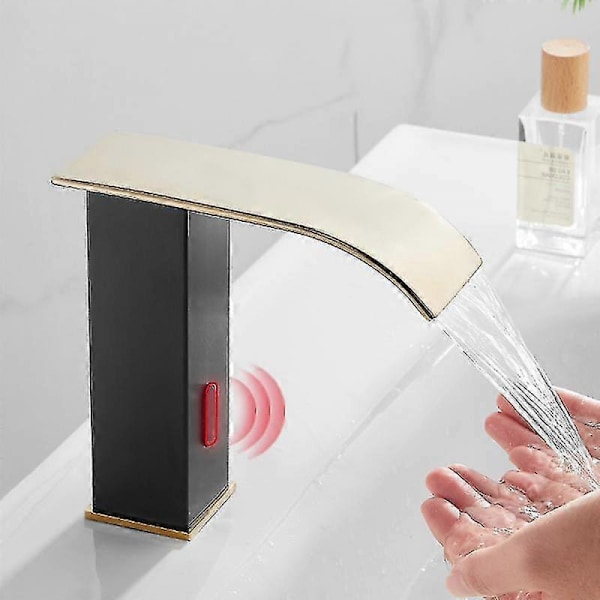Smart Automatisk Rörelsesensor svart Guld badrum Vattenkran Elektrisk Infraröd handfat blandare