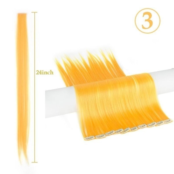 Multi Colors Hairpiece Straight Hair Extensions Hår 5 2 st 55 cm