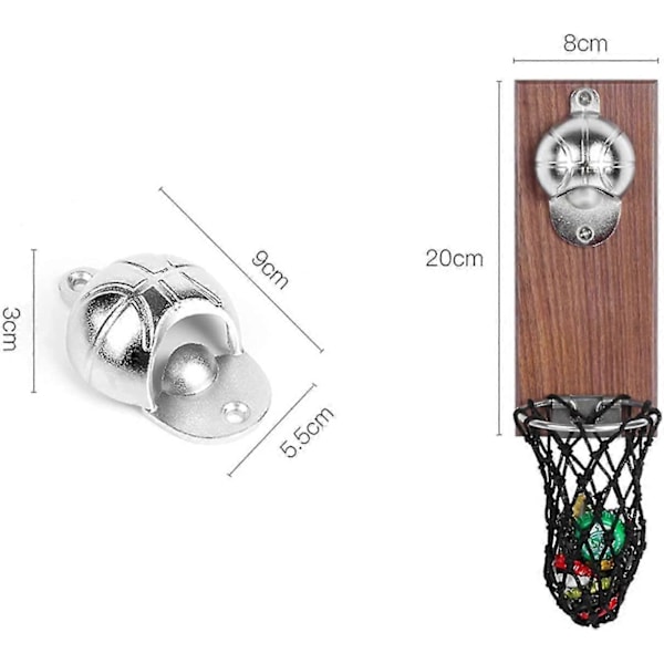 Magnetisk Ölflasköppnare, Retro Väggmonterad Flasköppnare Med Kapsylfångare Basketboll