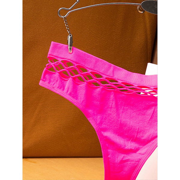 Utskurna Enfärgade Stringtrosor, Mjuka & Bekväma Stretchiga Underkläder, Damunderkläder & Trosor Pink M