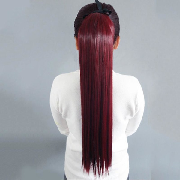 Syntetiskt 5 Clip In Hair Extensions-hårstycke Vin, röd