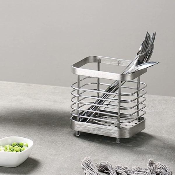 Köksredskapshållare rostfritt stål silver
