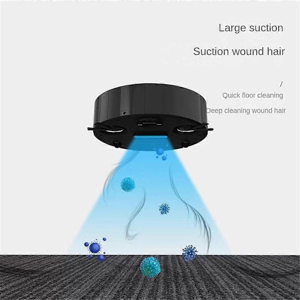 (Svart) Mini Robotdammsugare 3 i 1 Våtmoppning Golv Smart Hem Städning