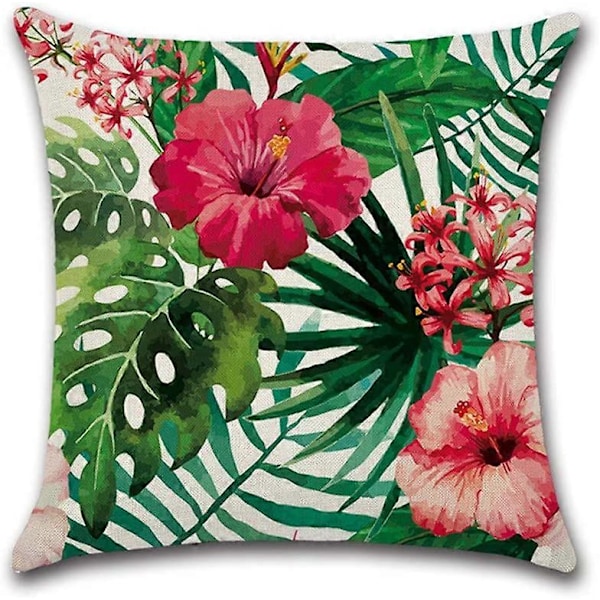 Suneast Tropiska Gröna Blad Kuddfodral Växt Blomma Palmblad Dekorativt Prydnadskudde Fodral Fyrkantigt Örngott för Hem Soffa Säng Vardagsrum Style 5