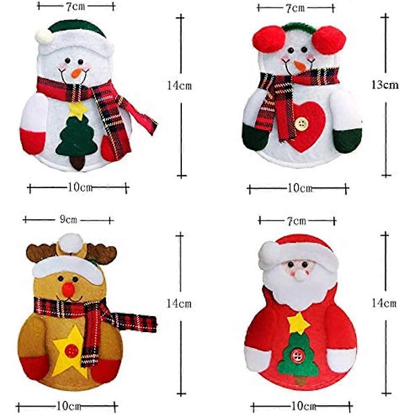 Kaxich 8 st Jul Bestickhållare Set Silverbestick Fickor Knivar Gafflar Bordsdekoration Väska Förvaringsöverdrag Jul Julfest Dekorationer Snowman