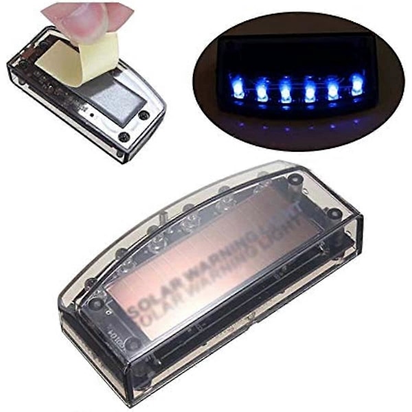 JUZZQ Bil Sensor Inbrottslarm 6 LED Ny Bil Solcellsladdare Säkerhetsvarningslampa Auto Bil Inbrottslarm Lampa LED Lampa Bil Signal Lampa Strobe Li