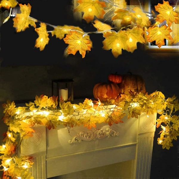 Rpporm Lönnlöv Slinga Ljus Halloween Dekorationer Lönnlöv Pumpa Slinga Ljus Höstdekor Batteridriven Party Fairy Ljus för Inomhus Utomhus B-07 One Size