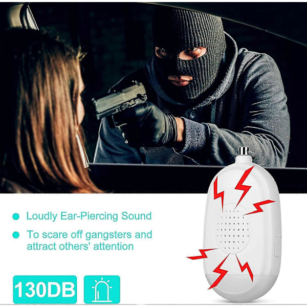 Safesound 2 st Personligt Larmsiren, 130db USB Uppladdningsbara Nödanordningar Med LED-ficklampa