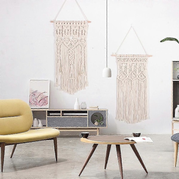 Makramé Vävd Väggbonad Boho Chic Bohemisk Hem Geometrisk Konst Dekor - Vacker Lägenhet Sovsal Rum Dekoration, 75cm (l) X 35cm (b)