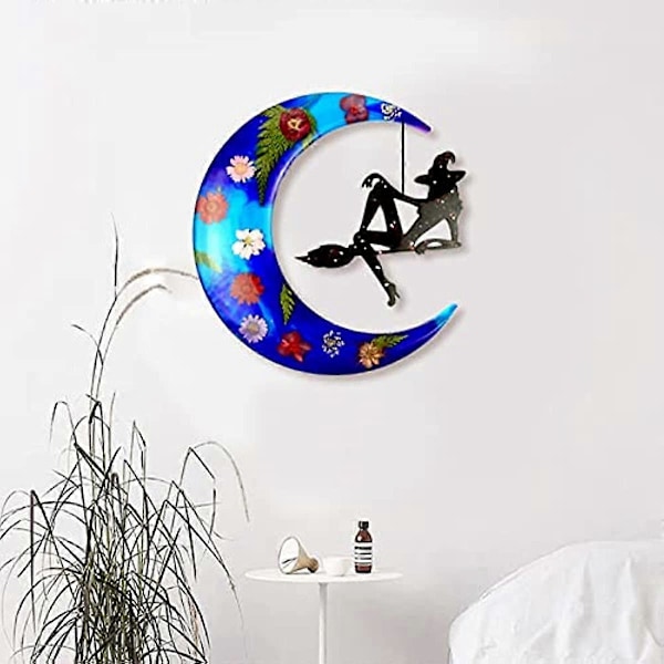 Merrwon Halloween Silikonformar Häxor Måne Epoxiharts DIY Hantverk Tillverkning Hänge Harts Gjutformar Kit för Halloween Dekoration 4 Witches