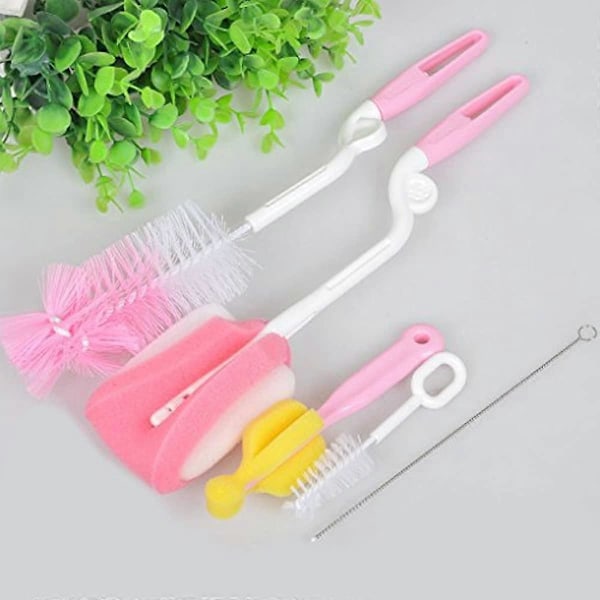 5 st Rotationssvamp Nylonborst Babyflaskborste Nappborste Set