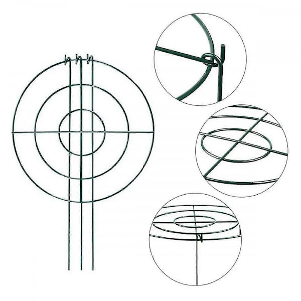 3 Set Pionstöd, Växtstöd med Ringar och 4 Ben, Växtstöd, Blomstöd
