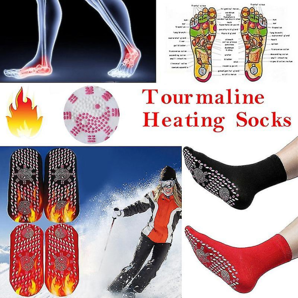 Värme Thermal Socks Winter Magnetic Therapy Varma långa strumpor Svart 2 par
