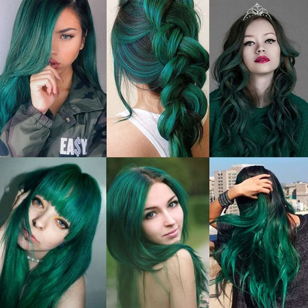 12 st färgade gröna hårförlängningar Festhöjdpunkter