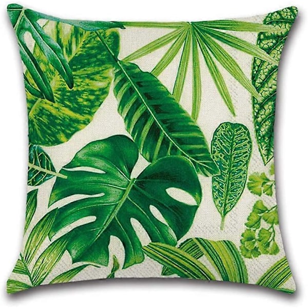 Suneast Tropiska Gröna Blad Kuddfodral Växt Blomma Palmblad Dekorativt Prydnadskudde Fodral Fyrkantigt Örngott för Hem Soffa Säng Vardagsrum Style 7