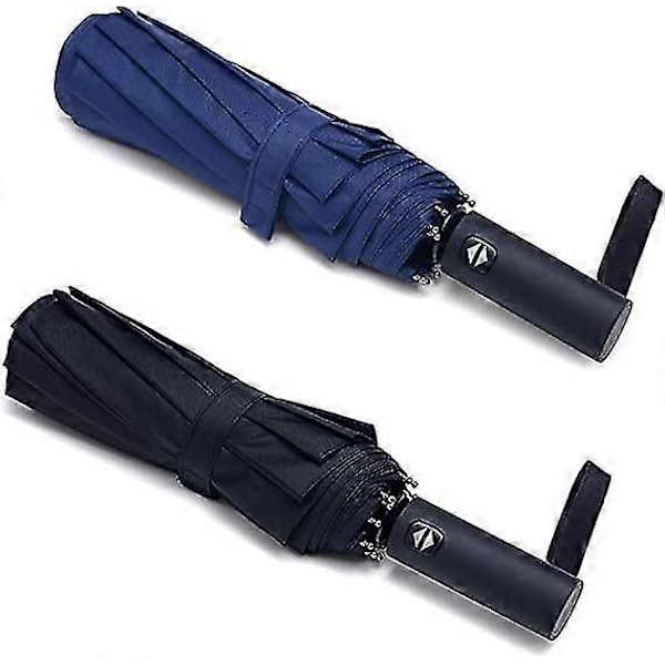 2-pack Reseparaplyer Vindtäta 10 Rib Self Opening Foldable Folding Compact Umbrella