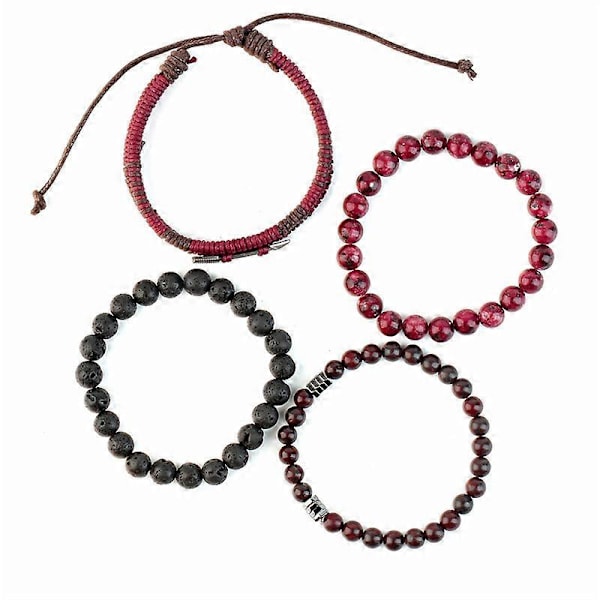 Smycken Vävd Tigeröga Lavasten Konstläder Vävd Sten Pärlstav Multilagerarmband G