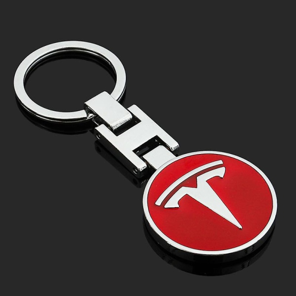 Car Logo Nyckelring Ring 3d Chrome Metal Car Tesla Nyckelring Red