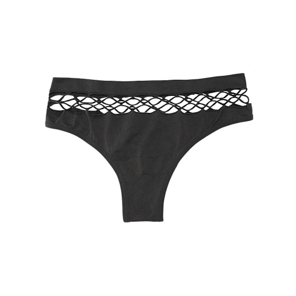 Utskurna Enfärgade Stringtrosor, Mjuka & Bekväma Stretchiga Underkläder, Damunderkläder & Trosor Black 2XL
