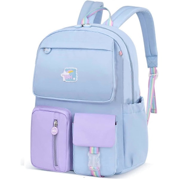 Skolväska Ryggsäck för Flickor Pojkar Stor Kapacitet Grundskola Mellanstadium Högstadie Ryggsäck Barn Casual Daypack för Tonårsflickor Pojkar (Blå) Blue