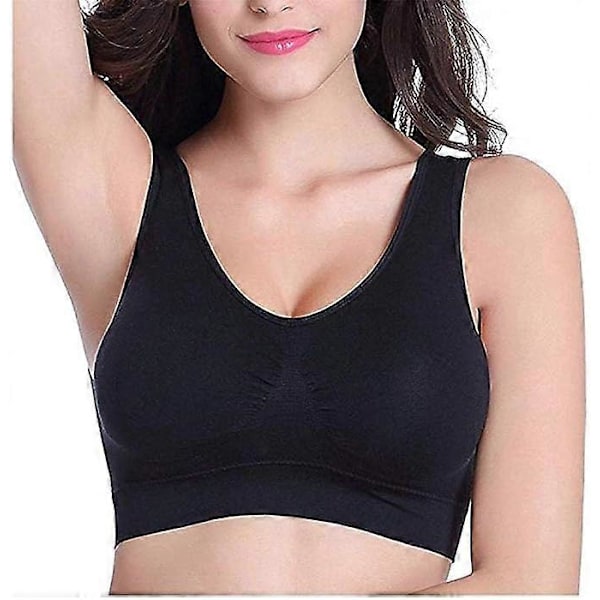 Bekväm BH för damer, Klassisk dam-bystier, Push Up och utan bygel, 1-pack, 4-pack black XL