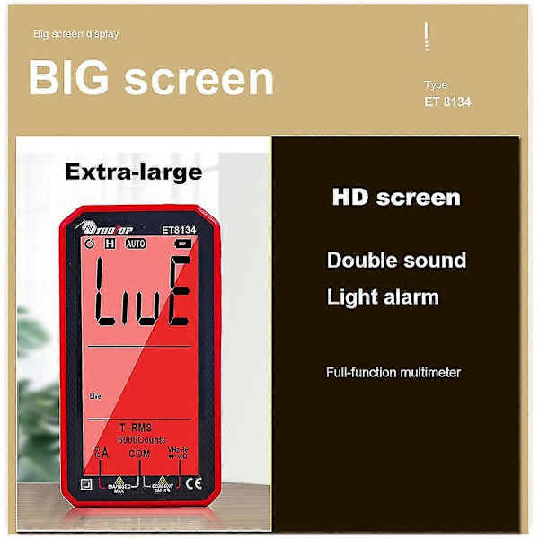 et8134 4.7 tums LCD-skärm multimeter ström spänning ström AC-mätning kapacitans resistansmätning