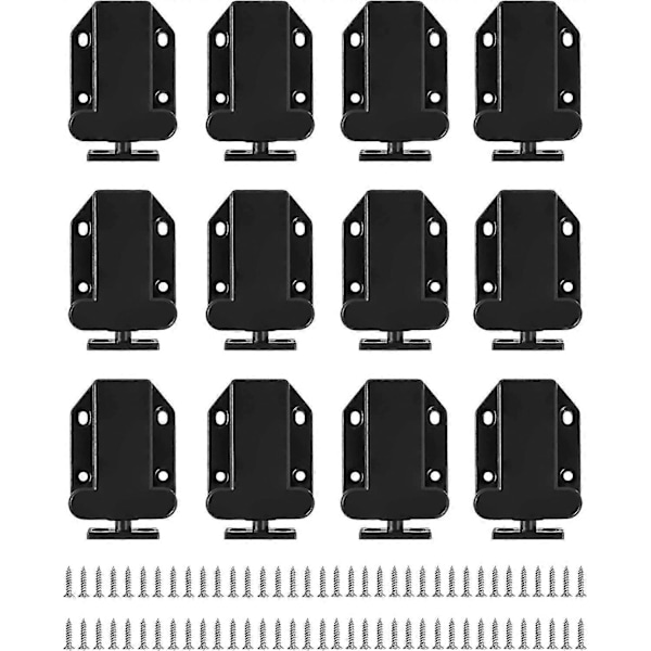 Trycklås, Push To Open Lås med Automatisk Pop-up Funktion, Skåplås, Trycklås för Skåp, Låda, 12-pack svart