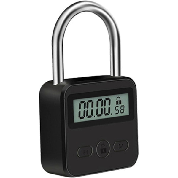 Metall Timerlås, 99 Timmar Max Timerlås, USB Uppladdningsbart Timerhänglås med LCD-Display, Multifunktionell Mikroelektronisk Timer Black