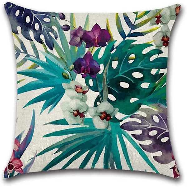 Suneast Tropiska Gröna Blad Kuddfodral Växt Blomma Palmblad Dekorativt Prydnadskudde Fodral Fyrkantigt Örngott för Hem Soffa Säng Vardagsrum Style 31
