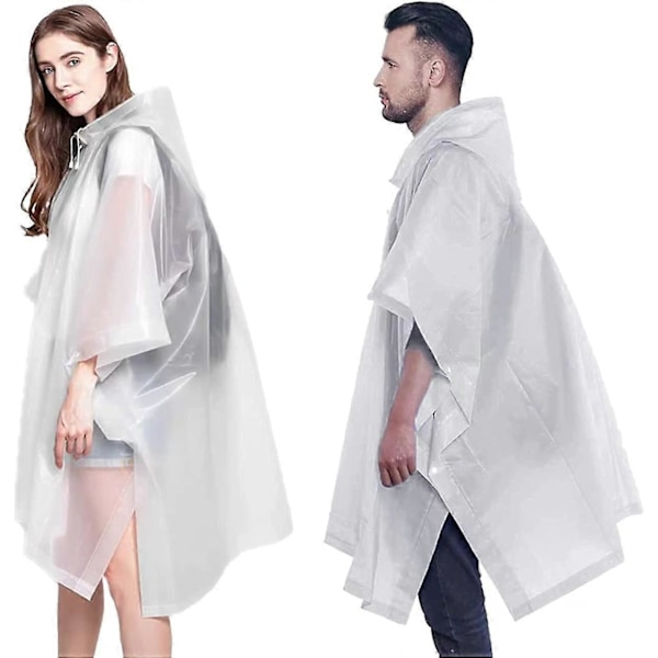 2-pack Portabel Eva Regnponcho med Återanvändbar Huva för Camping Vandring Fiske