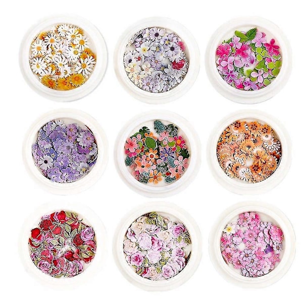 3D Blomster Stickers, 450st Holografisk Simulering Blomblad Glitter Paljetter Akryl Pailletter, Glittrande Glitter För Konstdekoration