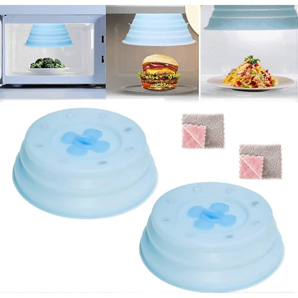 Magnetiskt Mikrovågsugnsskydd Mikrovågsugn Hovering Skydd Stänkskydd Hopfällbart Mikrovågsugn Mattskydd Silikon Konserveringsskydd för Mat Kökspryl Microwave Plate Cover-2 Pcs
