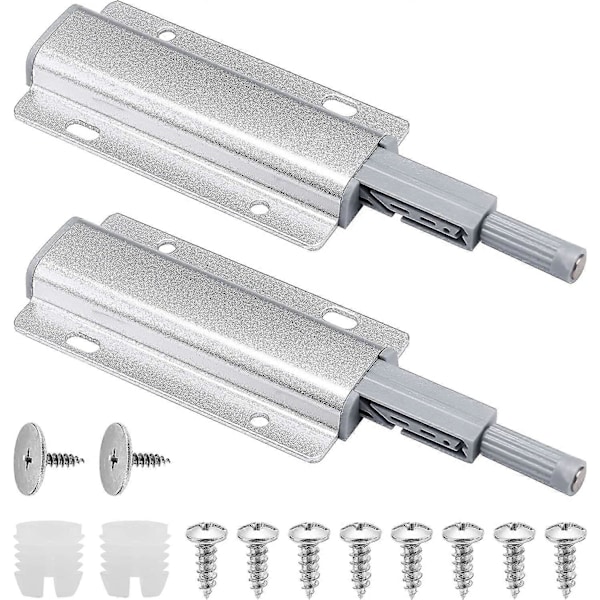 2-pack Magnetiska Trycklås Tryck för att Öppna Dörrlås Kraftiga Touch Öppna Dörrstängningsskåp Touch Release Lås för Låda Skåp Garderob C