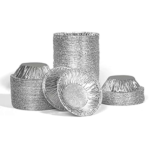 Suneast 100 st Engångsformar i Aluminiumfolie för Tartletter Mini Äggtartlettformar Kakformar Pajformar Muffinformar för Bakning