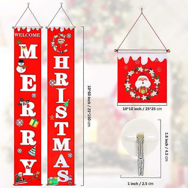 Julbanner - 2 st Välkommen God Jul Verandaskylt röd