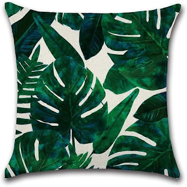 Suneast Tropiska Gröna Blad Kuddfodral Växt Blomma Palmblad Dekorativt Prydnadskudde Fodral Fyrkantigt Örngott för Hem Soffa Säng Vardagsrum Style 3