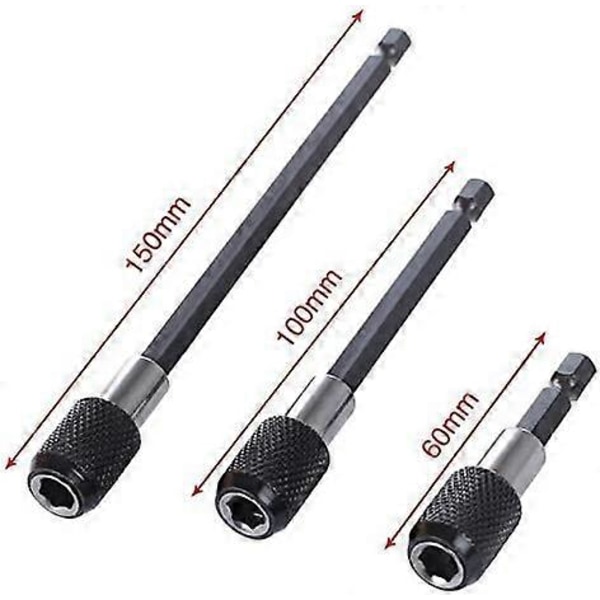 Förlängningsstång Hex Skaft Hylsadapter Borr, 3st Impact Hylsa Fyrkant Mutterdragare Bit + 3st 1/4 Hex Skaft Skruvmejsel Bit Hållare + 1st 1/4 Hex