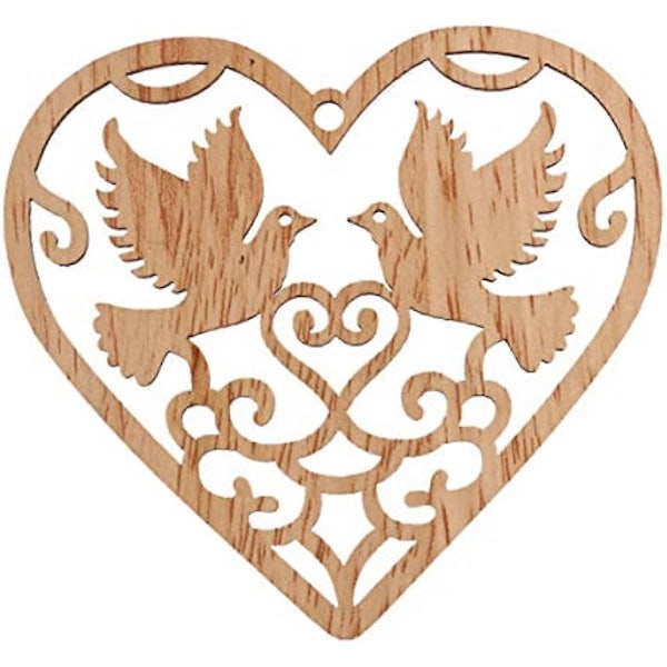 Healifty 10 st Hjärtformade Träskivor Kärleksfåglar Formade Träflisor Hängande Träskivor Bröllopsdekorationer Ornament med Snören