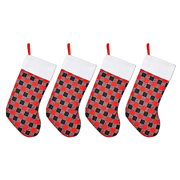 4-pack julstrumpor för festdekoration, L (röd och svart)