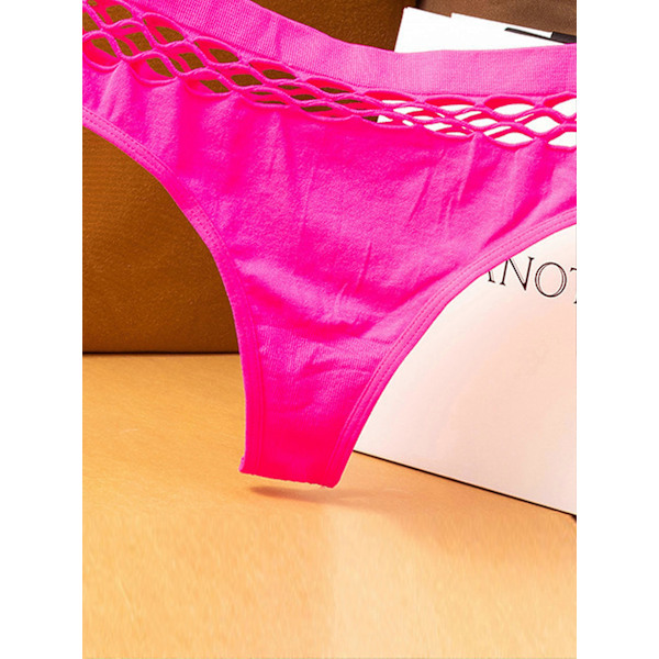 Utskurna Enfärgade Stringtrosor, Mjuka & Bekväma Stretchiga Underkläder, Damunderkläder & Trosor Pink L