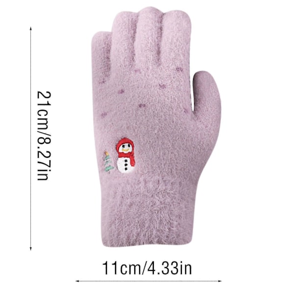 Dam Vinter Jul Varma Handskar Pekskärm Casual Stretch Tjock Stickad Imitation Mink Femfingerhandskar