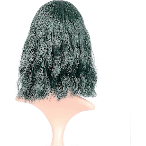 Pastellfärgad vågig peruk med luftig lugg, kort bob lila rosa peruk för kvinnor, lockig vågig axellång syntetisk cosplay färgglad peruk för flickor (30 cm, Mix Grön)