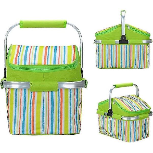 20l Isolerad Hopfällbar Picknickkylväska Lunchväska För Camping Vandring Strand Grillar Utomhus Picknick (grön)