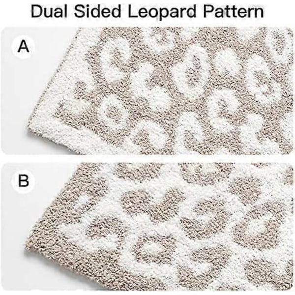 Sungeek Ultra Mjuk Plysch Leopard Pläd Filt Varm och Mysig Stickad Polyester Filt Lyxig Vändbar Gepard Filt för Soffa Säng Resa 127 Khaki