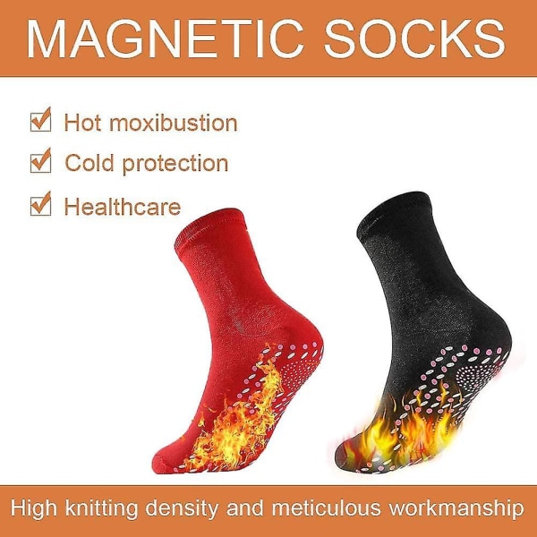 Värme Thermal Socks Winter Magnetic Therapy Varma långa strumpor Röd 2 par