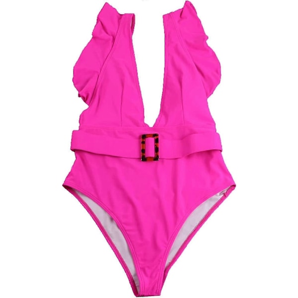 Baddräkt med Magkontroll, Rynkad och Vadderad Hot Pink M