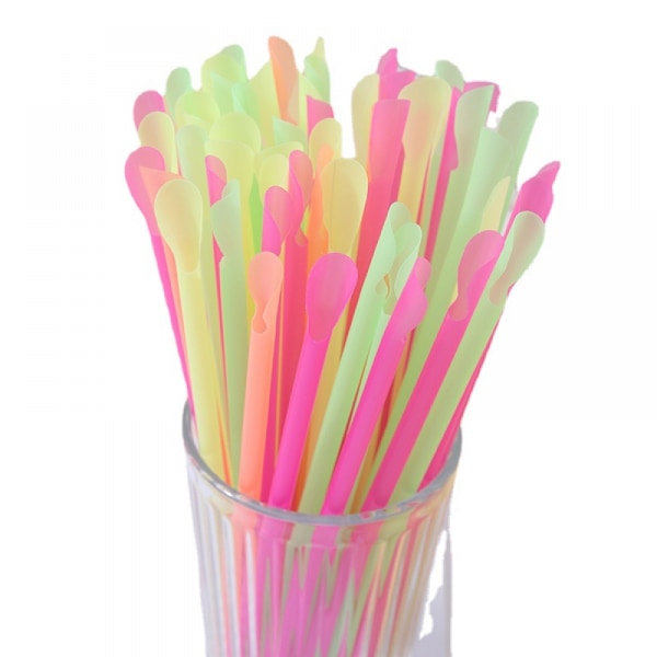 400 st Sked Sugrör Slushie Sugrör Sked Skopa Sugrör Engångs Dryckessugrör För Glasstrutar