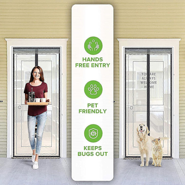 1 Styck Automatisk Dörrgardin, Magnetisk Insektsgardin med Magnetisk Stängning, Extra Fint Nät (100*220)