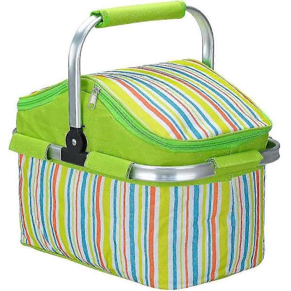 20l Isolerad Hopfällbar Picknickkylväska Lunchväska För Camping Vandring Strand Grillar Utomhus Picknick (grön)