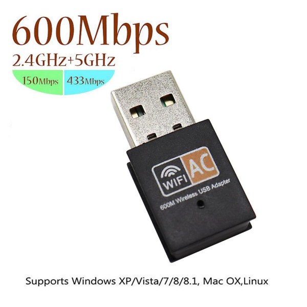 USB wifi-adapter 600mbps 2,4ghz 5ghz wifi-antenn 802.11b/n/g/ac